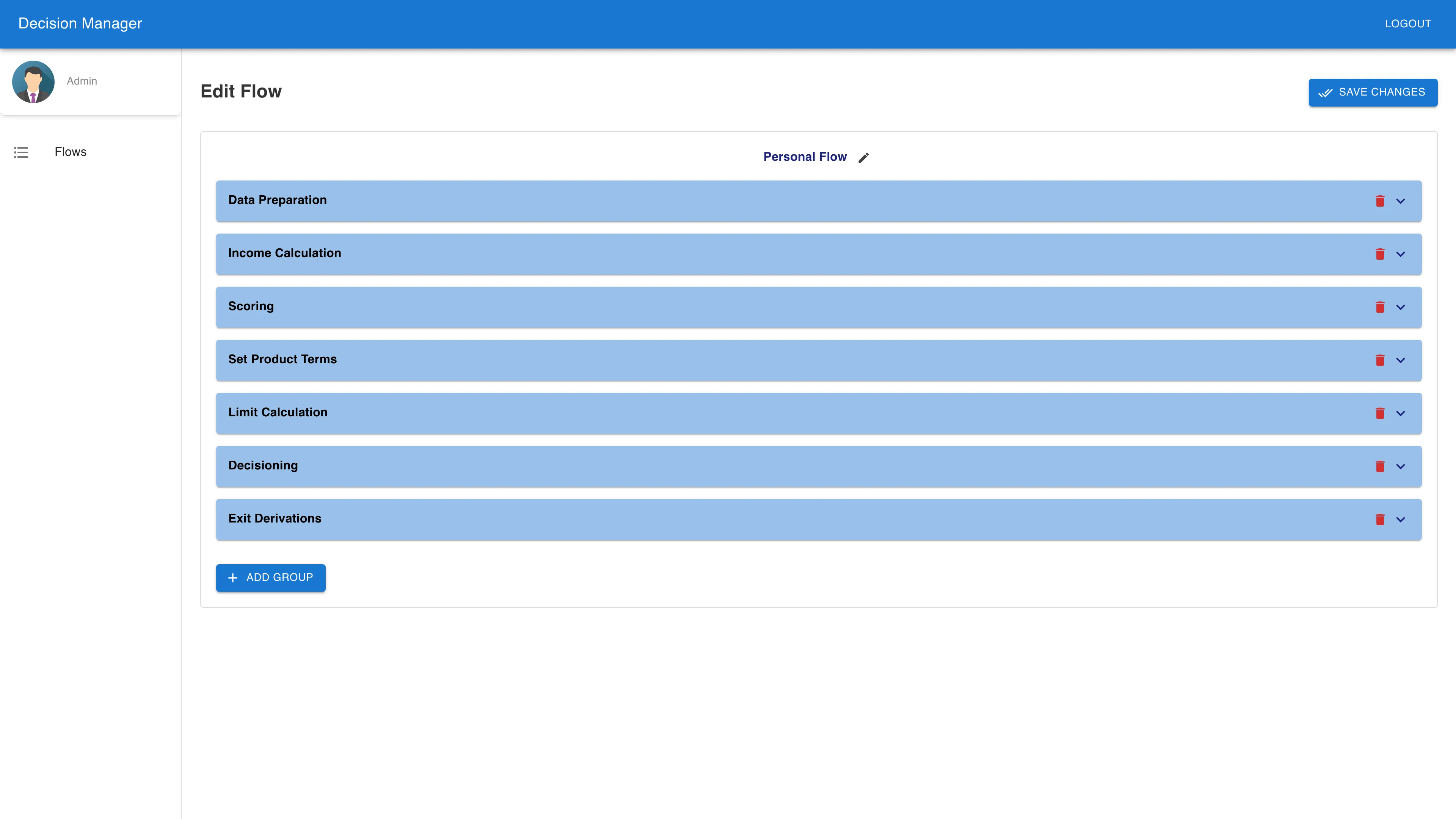 A screenshot of the IntelDecisions application